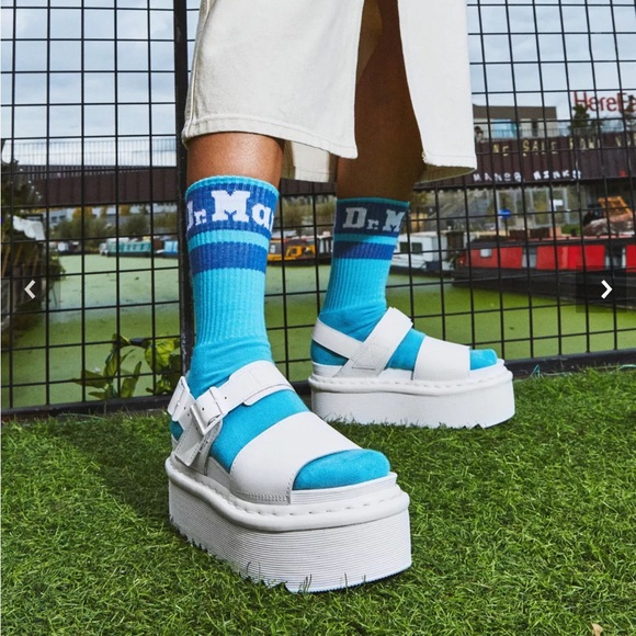 Dr. Martens | White Leather Platform Strap Sandals - Picture 2 of 9